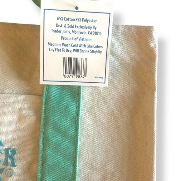 Trader Joes Mini Canvas Green Pastel Tote Bag 2025 Limited Edition - ONE BAG - Picture 2 of 5